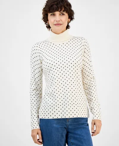 Style & Co Women's Printed Fine Gauge Turtleneck Sweater, Macy's Exclusive In Multi