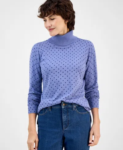 Style & Co Women's Printed Fine Gauge Turtleneck Sweater, Macy's Exclusive In Multi