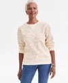Style & Co Women's Printed Fleece Crewneck Sweatshirt, Macy's Exclusive In Neutral