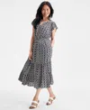 Style & Co Women's Printed Flutter-sleeve Midi Dress, Exclusively At Macy's