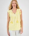Style & Co Women's Printed Flutter-sleeve Top, Exclusively At Macy's