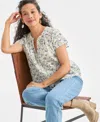 Style & Co Women's Printed Flutter-sleeve Top, Macy's Exclusive In Multi