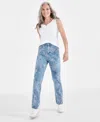 STYLE & CO WOMEN'S PRINTED HIGH-RISE NATURAL STRAIGHT JEANS, CREATED FOR MACY'S