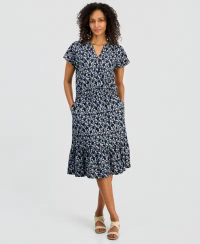 Style & Co Women's Printed Knit Midi Dress, Macy's Exclusive In Multi