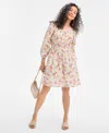 Style & Co Women's Printed Lurex Square-neck Dress, Exclusively At Macy's In Multi