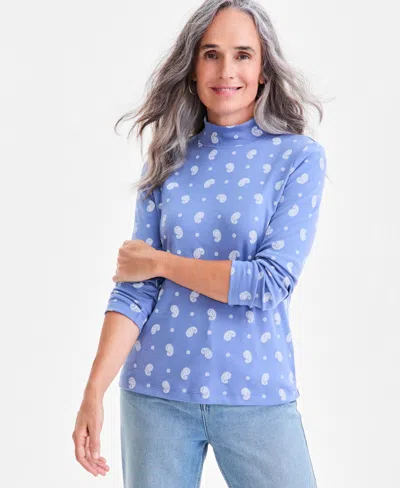 Style & Co Women's Printed Mock Neck Knit Top, Macy's Exclusive