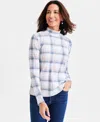 Style & Co Women's Printed Mock Neck Knit Top, Macy's Exclusive In Blue