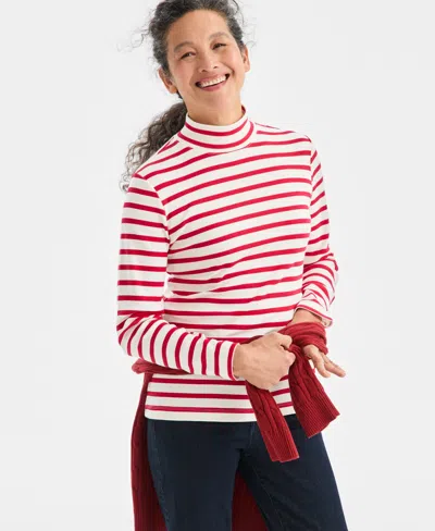 Style & Co Women's Printed Mock-neck Knit Top, Macy's Exclusive In Red
