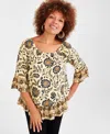 Style & Co Women's Printed On-off Knit Top, Created For Macy's In Yellow Floral
