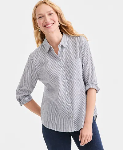 Style & Co Women's Printed Perfect Shirt, Macy's Exclusive In Gray