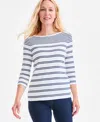 Style & Co Women's Printed Pima Cotton 3/4-sleeve Top, Exclusively At Macy's In Multi