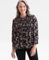 Style & Co Women's Printed Smocked-cuff Knit Top, Macy's Exclusive In Multi