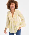 Style & Co Women's Printed Pintuck Ruffle Sleeve Top, Exclusively At Macy's In Multi