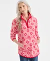 Style & Co Women's Printed Polar Fleece Quarter-zip Sweatshirt, Macy's Exclusive In Multi