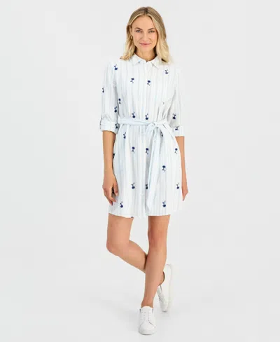 Style & Co Women's Printed Roll-sleeve Shirtdress, Macy's Exclusive In Blue