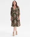 Style & Co Women's Printed Ruffle-trim Split-neck Dress, Macy's Exclusive In Multi