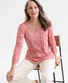Style & Co Petite Floral-print Scoop-neck Top, Macy's Exclusive