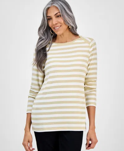 Style & Co Women's Printed Scoop Neck Long-sleeve T-shirt, Exclusively At Macy's In Multi