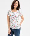 Style & Co Petite Floating Fauna Flutter-sleeve Knit Top, Exclusively At Macy's