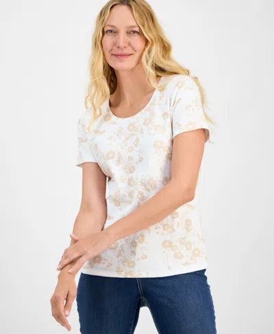 Style & Co Women's Printed Scoop-neck Short Sleeve Top, Exclusively At Macy's In Multi