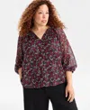 Style & Co Plus Size Printed Ruffled Top, Macy's Exclusive In Multi