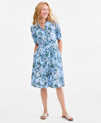 Style & Co Women's Printed Shirt Dress, Macy's Exclusive In Winding Peri