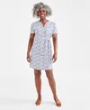 STYLE & CO WOMEN'S PRINTED SHORT SLEEVE KNIT DRESS, CREATED FOR MACY'S