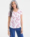 Style & Co . Women's Printed Short-sleeve V-neck T-shirt, Macy's Exclusive In White