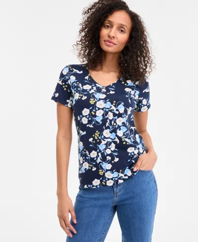 Style & Co Women's Printed Short-sleeve V-neck Top, Exclusively At Macy's
