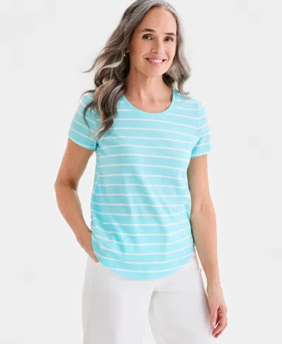 Style & Co Women's Printed Short-sleeve Crewneck T-shirt, Macy's Exclusive In Green