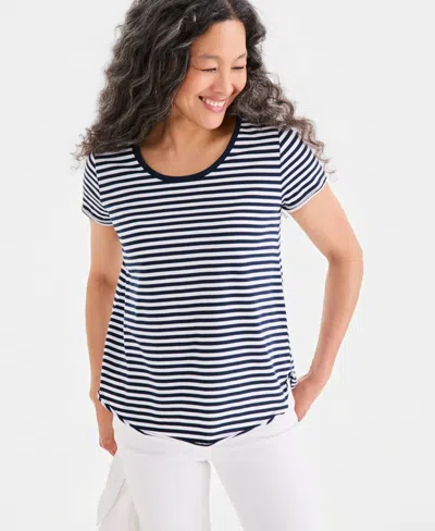 Style & Co Women's Printed Short-sleeve Scoop-neck Top, Macy's Exclusive In Multi