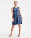 Style & Co Plus Size Printed Sleeveless Flip Flop Dress, Exclusively At Macy's In Blue