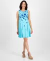 Style & Co Petite Printed Sleeveless Flip Flop Dress, Exclusively At Macy's In Blue