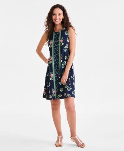 Style & Co Women's Printed Sleeveless Flip-flop Dress, Exclusively At Macy's In Runway Floral Blue