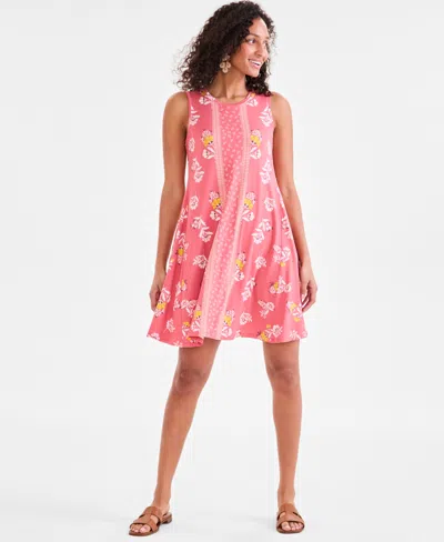 Style & Co Women's Printed Sleeveless Flip-flop Dress, Exclusively At Macy's In Runway Floral Red