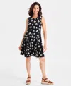 Style & Co Women's Printed Sleeveless Flip Flop Dress, Macy's Exclusive In Black
