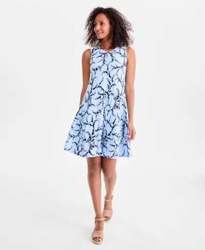 Style & Co Women's Printed Sleeveless Flip Flop Dress, Macy's Exclusive In Blue