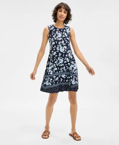 Style & Co Women's Printed Sleeveless Flip-flop Dress, Exclusively At Macy's In Alice Blue