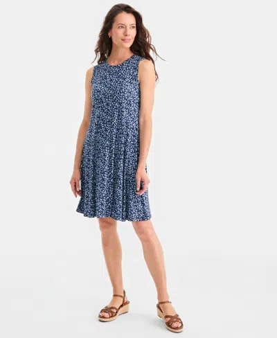 Style & Co Women's Printed Sleeveless Knit Dress, Macy's Exclusive In Blue