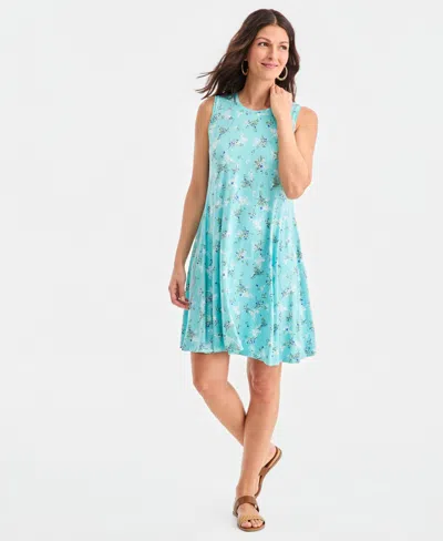 Style & Co Women's Printed Sleeveless Knit Dress, Macy's Exclusive In Green
