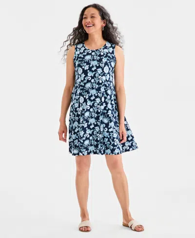 Style & Co Women's Printed Sleeveless Knit Dress, Macy's Exclusive In Multi