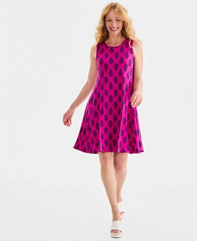 Style & Co Women's Printed Sleeveless Knit Dress, Macy's Exclusive In Pink