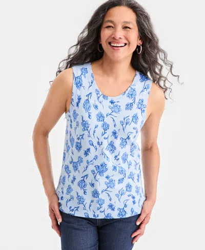 Style & Co Women's Printed Sleeveless Sweater Tank, Macy's Exclusive In Blue
