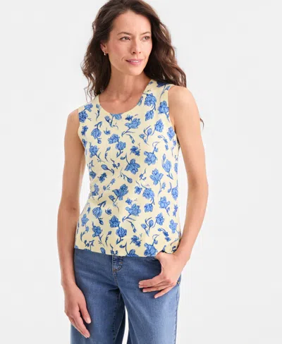 Style & Co Women's Printed Sleeveless Sweater Tank, Macy's Exclusive In Blue