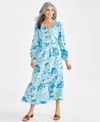 STYLE & CO WOMEN'S PRINTED TIERED MIDI DRESS, REGULAR & PETITE, CREATED FOR MACY'S