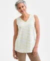 Style & Co Women's Printed V-neck Tank, Exclusively At Macy's In Green