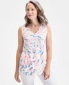 Style & Co Women's Printed V-neck Tank, Exclusively At Macy's In Yellow