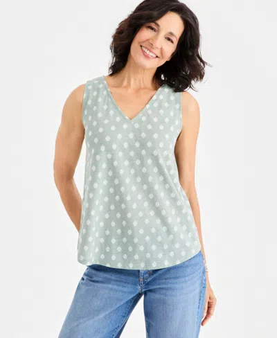 Style & Co Women's Printed V-neck Tank Top, Macy's Exclusive In Multi