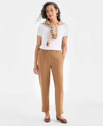 Style & Co Women's Pull-on Ankle Pants, Macy's Exclusive In Brown