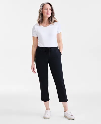 Style & Co Women's Pull On Cuffed Pants, Regular & Petite, Created For Macy's In Black